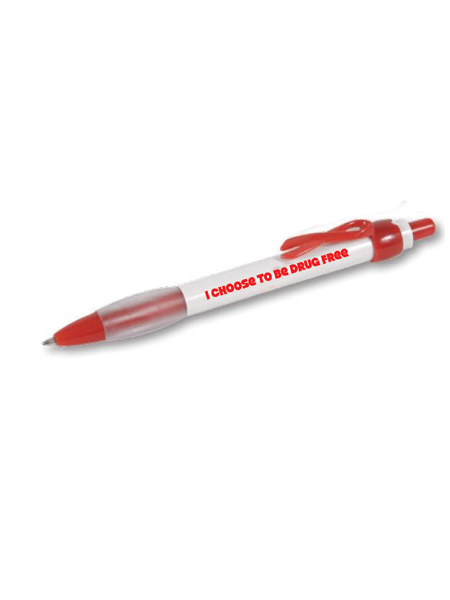 I Choose to Be Drug Free! Red Awareness Ribbon Pen