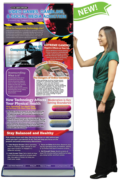 Video Games, Gambling, & Social Media Addiction Retractable Presentation Banner w/Stand